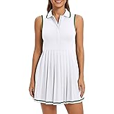 ATTRACO Women Tennis Dresses Polo Golf Dress Zip Up Pleated Workout Dress with Built in Shorts and Bra