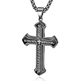 OLEVS Men's Cross Pendant Necklace Large Stainless Steel Cross Pendant Necklace for Men Women