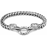 HZMAN Stainless Steel Men's Bracelet Retro Gothic Viking Animal Bracelet Cuban Chain Link Bracelet Biker Party Jewelry Gift