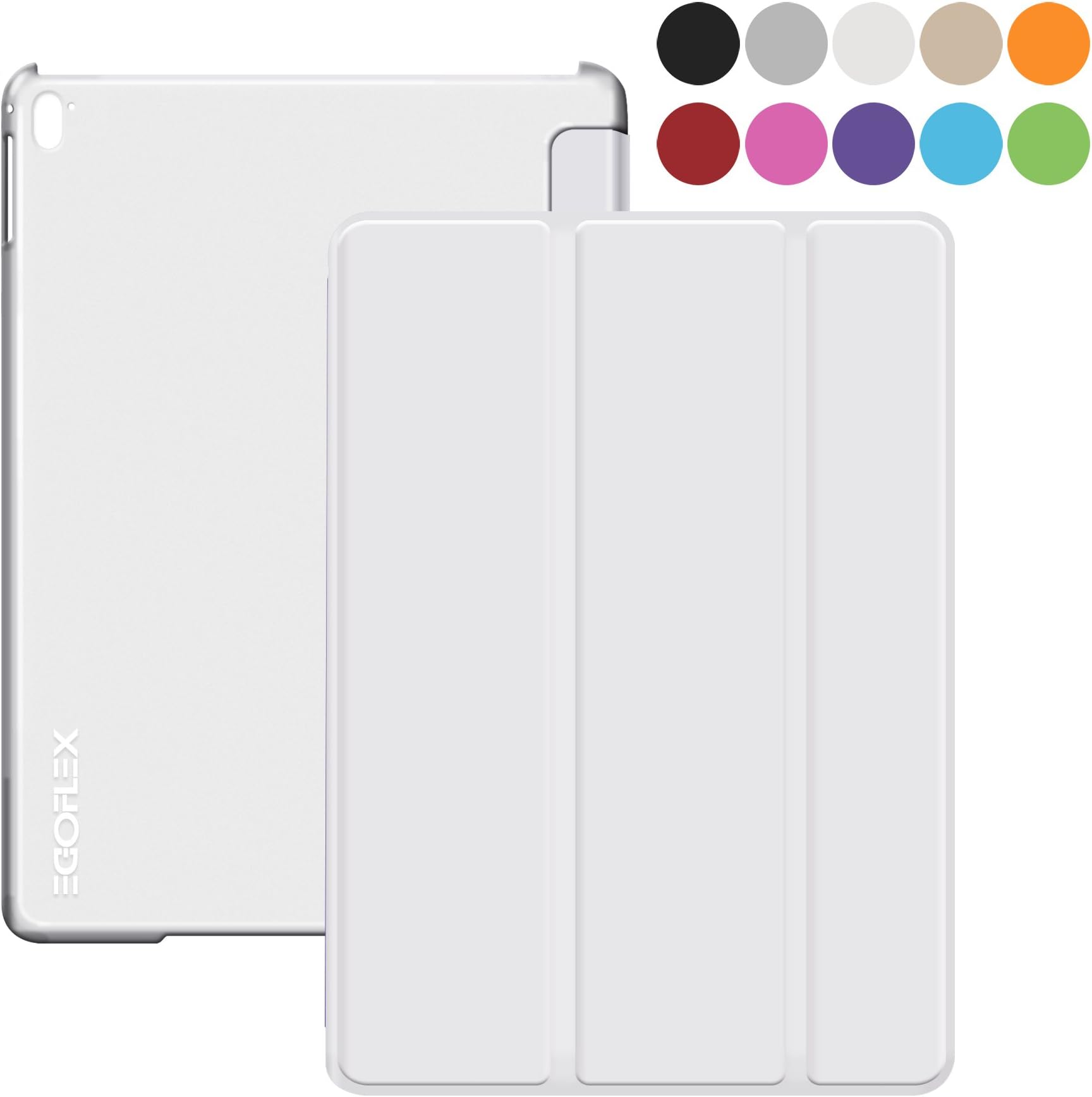 iPad Air 2 Case - White, EGOFLEX Tri-Fold Series Lightweight Stand Cover Case with Auto Wake / Sleep for Apple iPad Air 2 (iPad 6th Generation) 9.7 inch iOS Tablet