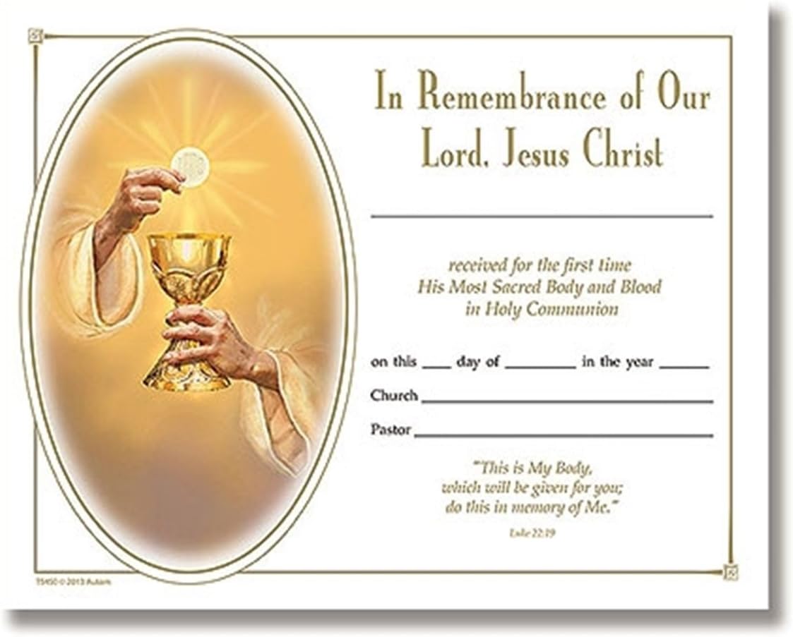 Eternal Salvation Sacramental Certificate for First Holy Communion, Bulk Pack of 100