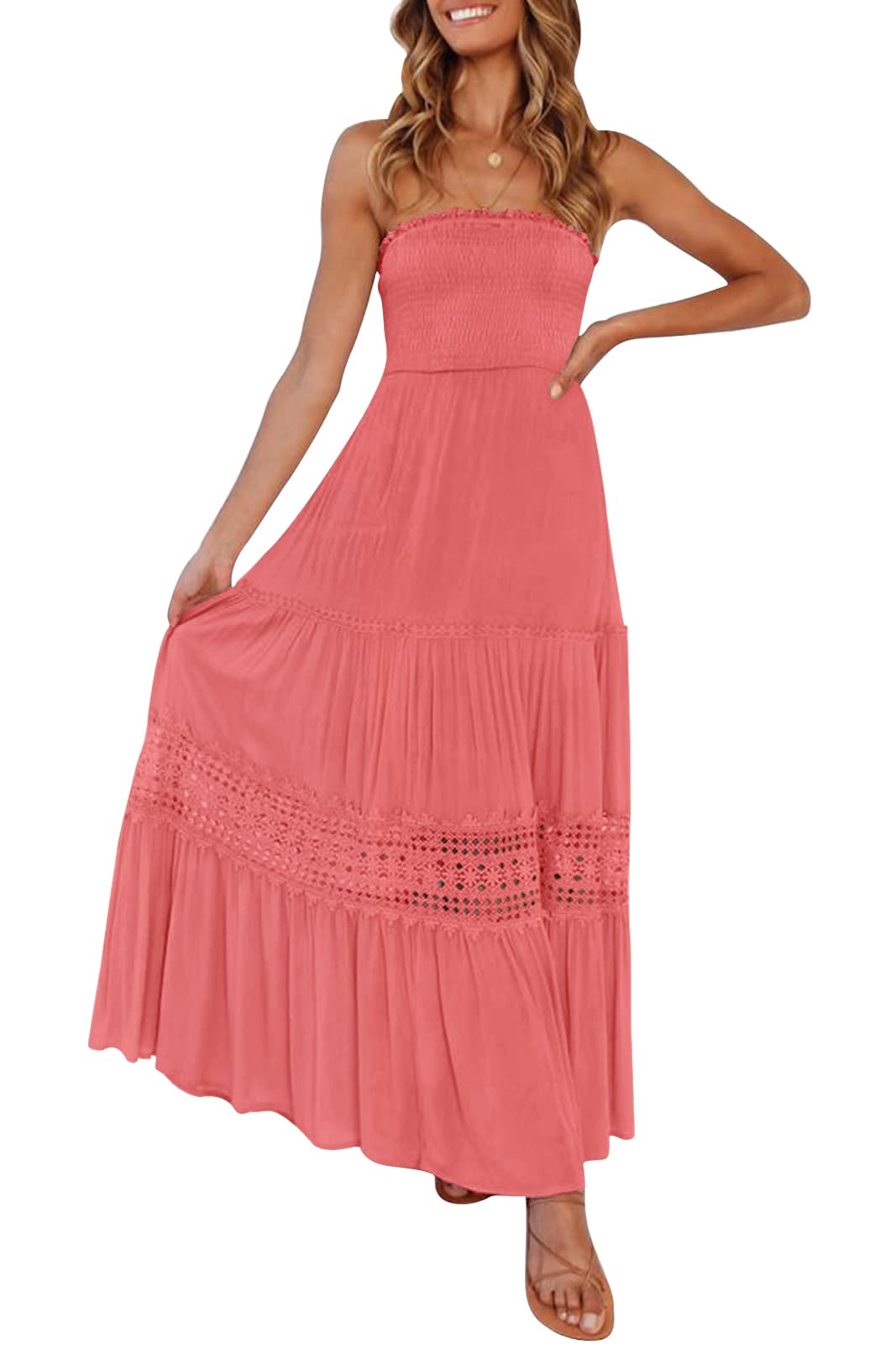 Vrouwen Backless A-lijn Jurken Spaghetti Riem Zomer Strandjurk Casual Solid Sling Midi Jurk, Wit, S