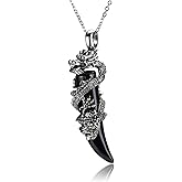 Jovivi Crystal Dragon Necklace for Men Women Dragon Wrapped Healing Stone Pendant Necklace Retro Cool Mens Crystal Necklaces Natural Gemstone Quartz Spiritual Jewelry