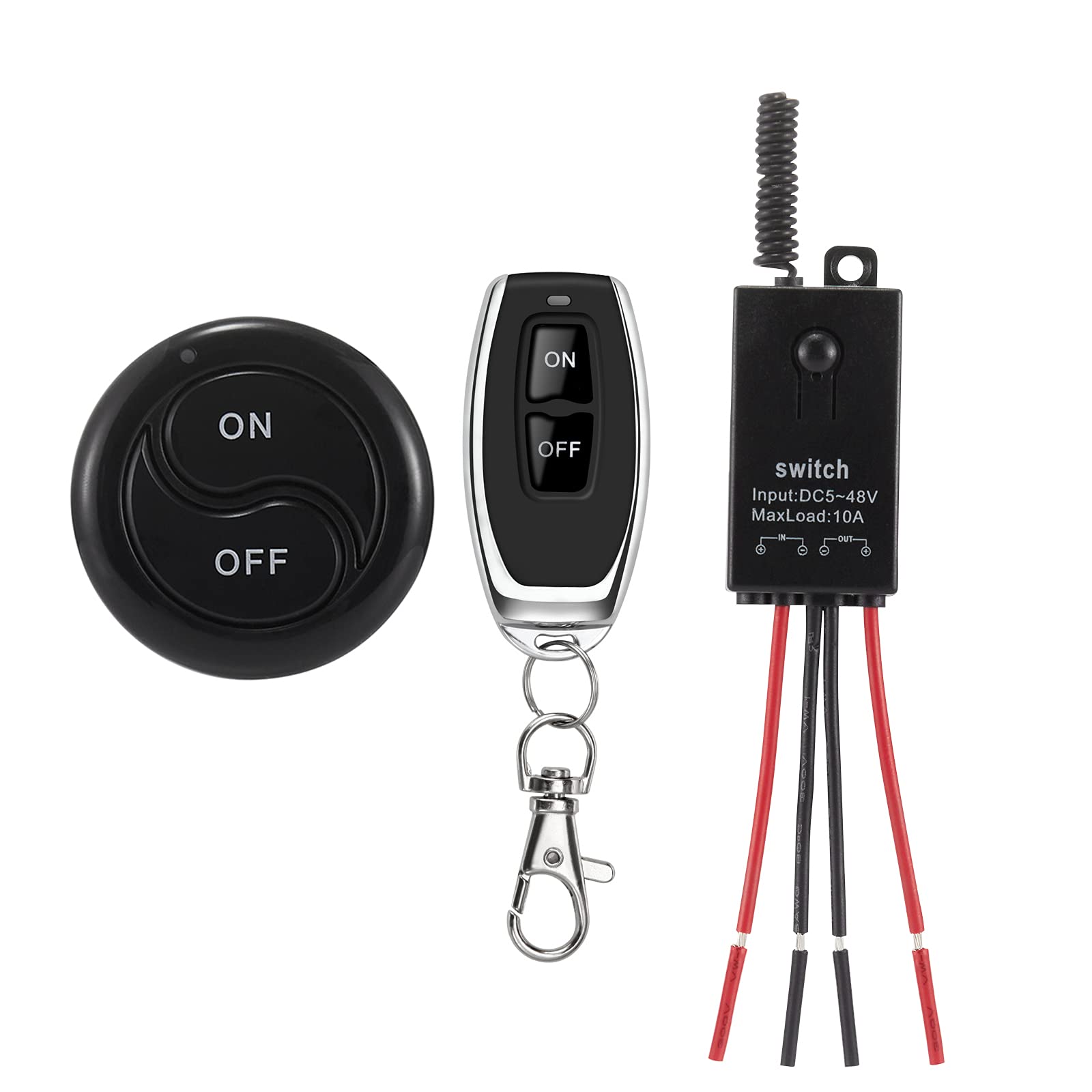 dstfuy 12V Wireless Remote Switch,5V/12V/48V/10A Mini Relay Remote Switch for Lights,328FT Long Range for Ceiling Lights,Lamps,Security Fields.