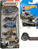 Tank Hot Wheels & Matchbox Military 5-Pack Army MP Jeep + Road Play Tape Humvee / Helicopter / Tanknator Camo Set