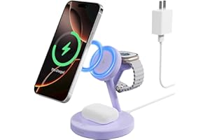 LYAOAO 2025 3 in 1 Charging Station for Apple iPhone AirPods Watch with Mag-Safe Charger Wireless Charger Stand for iPhone Air1716 15 14 13 12 Series AirPods iWatch Series - Gifts for Wife & Husband