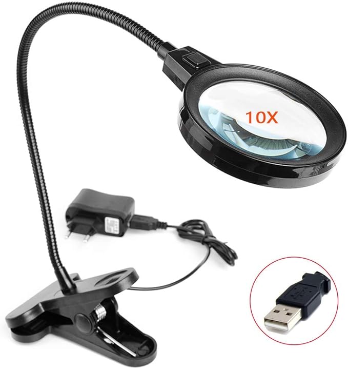 qianqian Lampe Loupe sur Pied 10X Loupe De Lecture avec Support LED 12