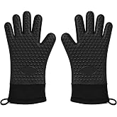 Silicone Oven Mitts with Fingers, 13.6" Oven Gloves for Baking, Cooking | Heat Resistant to 446&deg;F, Angled Extended Cuff, Split Fingers for Flexibility, Waterproof, Non-Slip, Easy to Clean