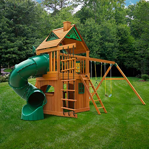 Gorilla Playsets 010033AP Mountaineer Clubhouse Wood Swing Set with