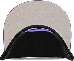 KNW-1467 BLK-PUR Cotton Snapback Solid Blank Cap