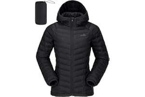 CAMELSPORTS Women's Down Jacket Hooded Winter Light Weight Short Puffer Coats Packable Warm Windproof Ladies Parka