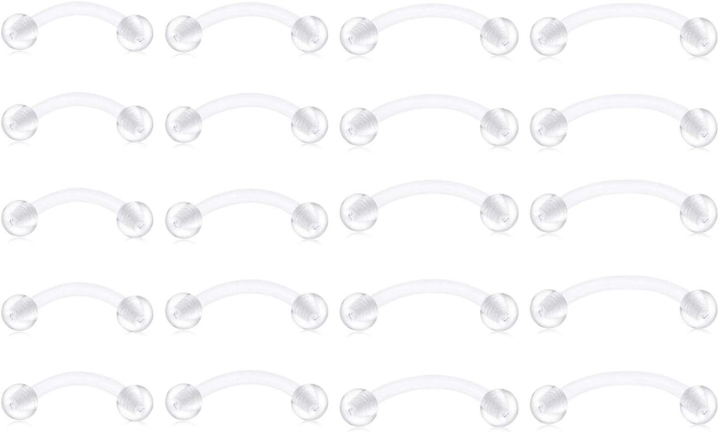 Clear Acrylic Bioflex Curved Barbell Snake Eyes Tongue Ring Piercing Retainer 14G 12/14/16/18mm Bar Piercing Jewellery