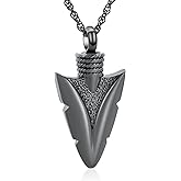 shajwo Cremation Jewelry Arrowhead Urn Necklace for Ashes for Women Men Memorial Keepsake Ash Necklace for Human Ashes