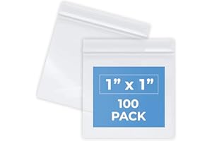 100 Clear Small Zipper Lock Baggies Craft Resealable Plastic Baggy 2 Mil Zipper Poly Bags (1" x 1")