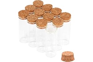 CADBIBE 12PCS 40ml Glass Test Tubes with Cork Stoppers, 30 x 80mm Liquid Sample Vial, Clear Flat Test Tubes for Bath Salt, Candy Storage, Scientific Experiments, Party Decoration and Plant Propagation