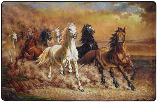 Alfombra moderna con dise帽o de caballos grandes y modernos para la