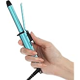 FARERY Travel Size Mini Curling Iron, 100-240V Dual Voltage 1/2 Inch Ceramic Mini Hair Curler for Short Hair, Infused with Keratin & Argan Oil, Travel Curling Iron with Storage Bag, Blue