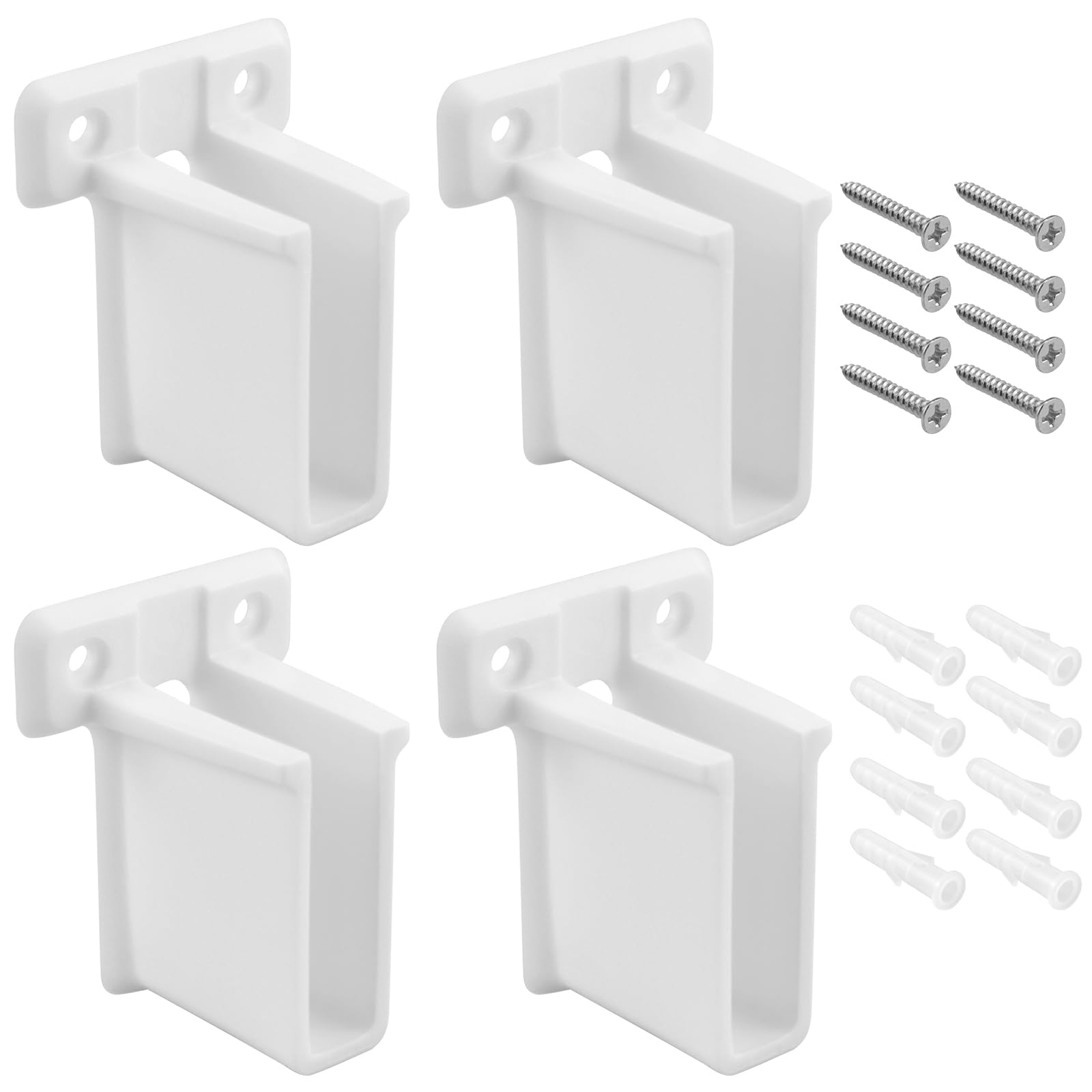 Photo 1 of ZIUZI 4 Pcs Wire Shelf End Bracket, White Plastic Wall Mount Closet Shelves Brackets for Shelves Closet, Comes with Fasteners