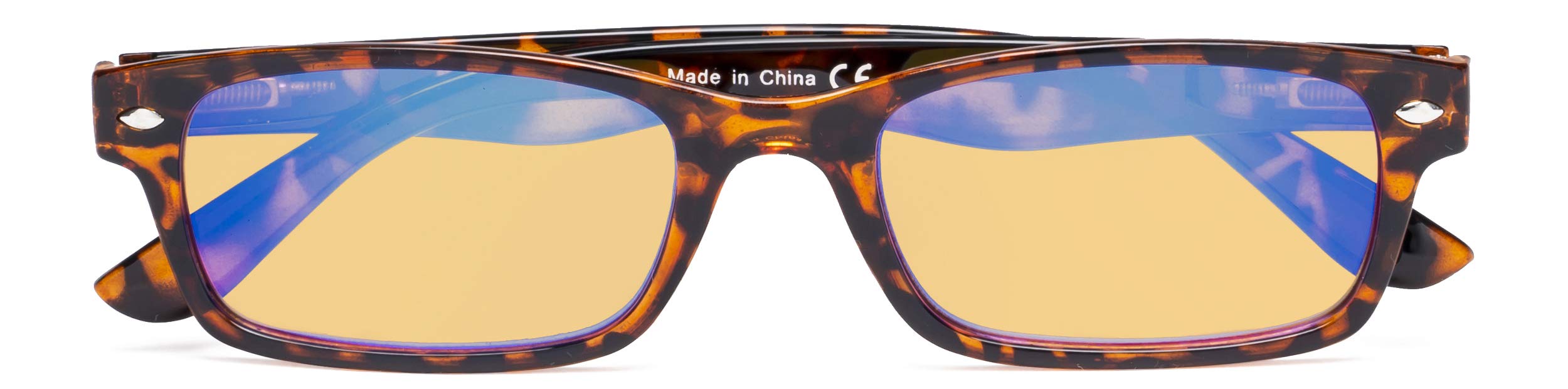 CessBlu Amber Tinted Digital Blue Light Blocking Glasses for Men Women Reading Computer (Tortoise)+1.0