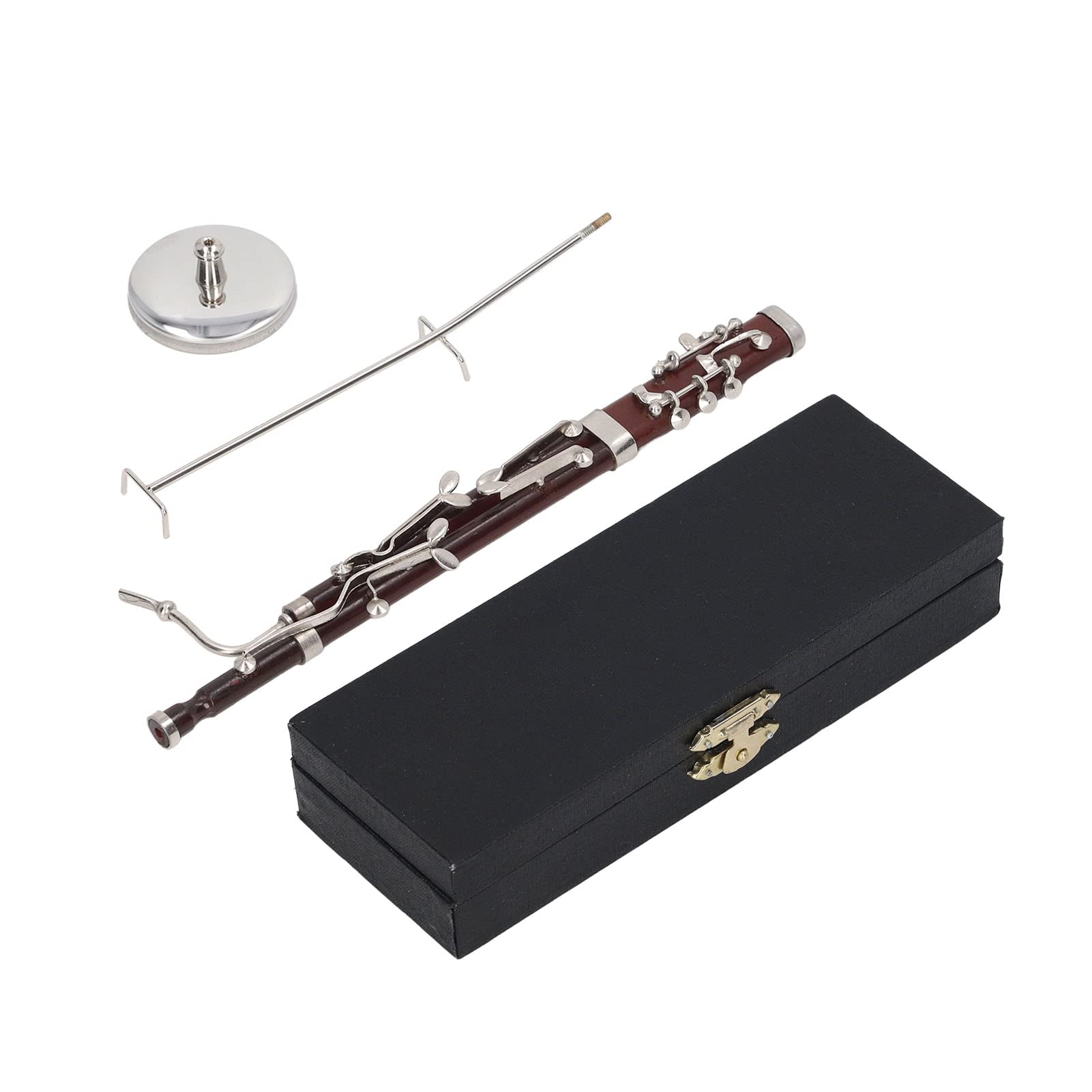 SALALIS Bassoon Instrument Model, Miniature Bassoon Replica with Stand and Case Mini Musical Instrument Model Dollhouse Model Mini Bassoon Home Ornament