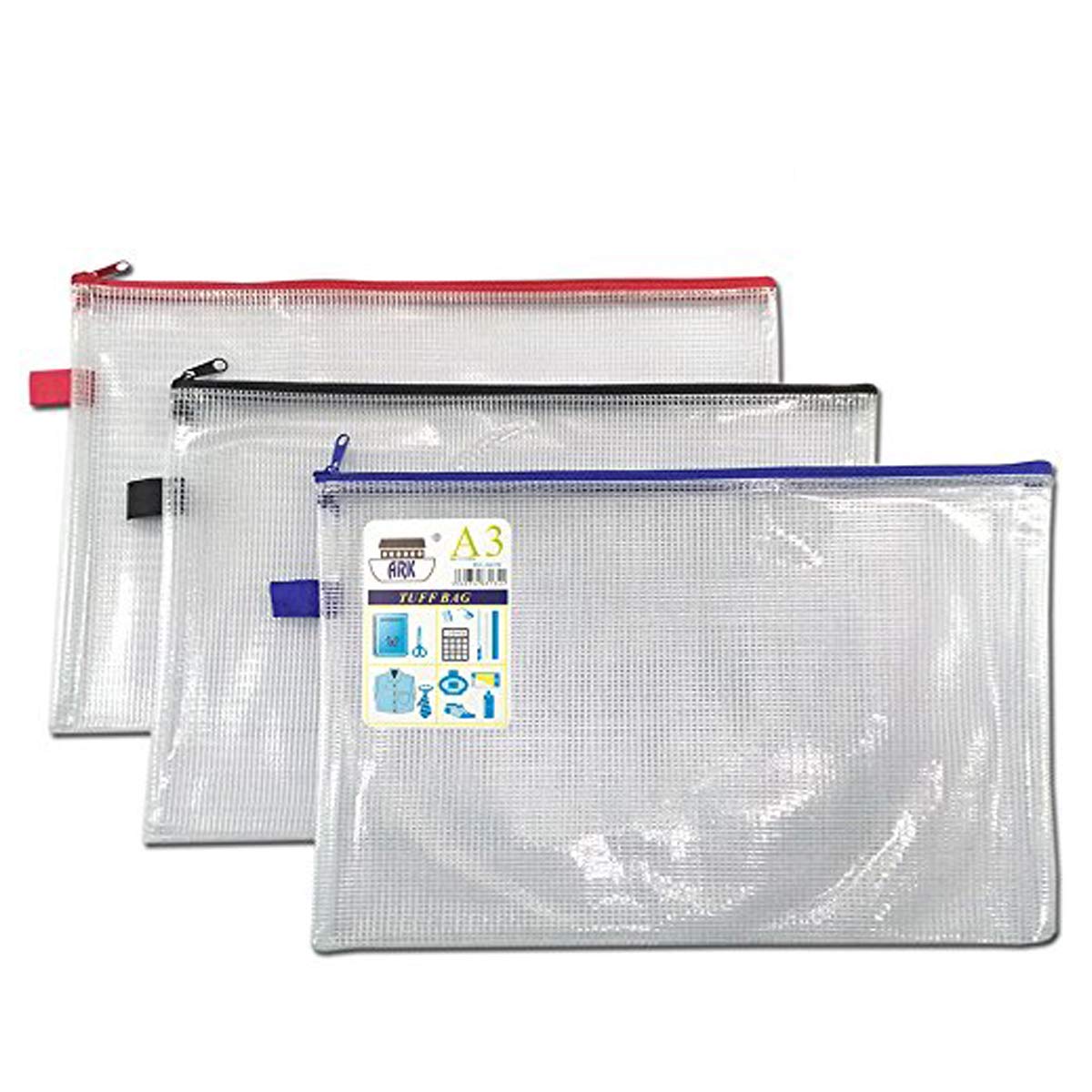 12 x A3+ Tuff Bag School Waterproof Storage Strong Pencil Pen Case Zip Wallet By ARK