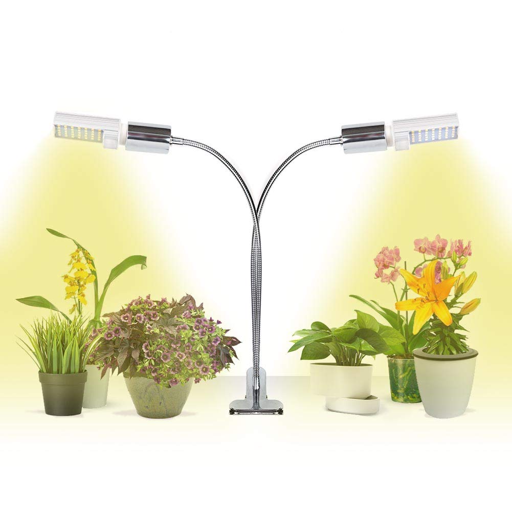 GIGRIN Full Spectrum Grow Light, Bright Plant Light 30W Equivalent Grow Lamp for Indoor Plants Hydroponic, Larger Lighting Coverage with Replaceable LED Bulbs, Dual Head Divide Controlled