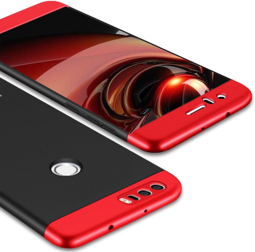 Honor 8 Case,GKK 3 in 1 Ultra Slim Knight Series For Huawei Honor 8 Hybrid PC [HARD] Full Protection Matte Phone Case (Red Black Red)