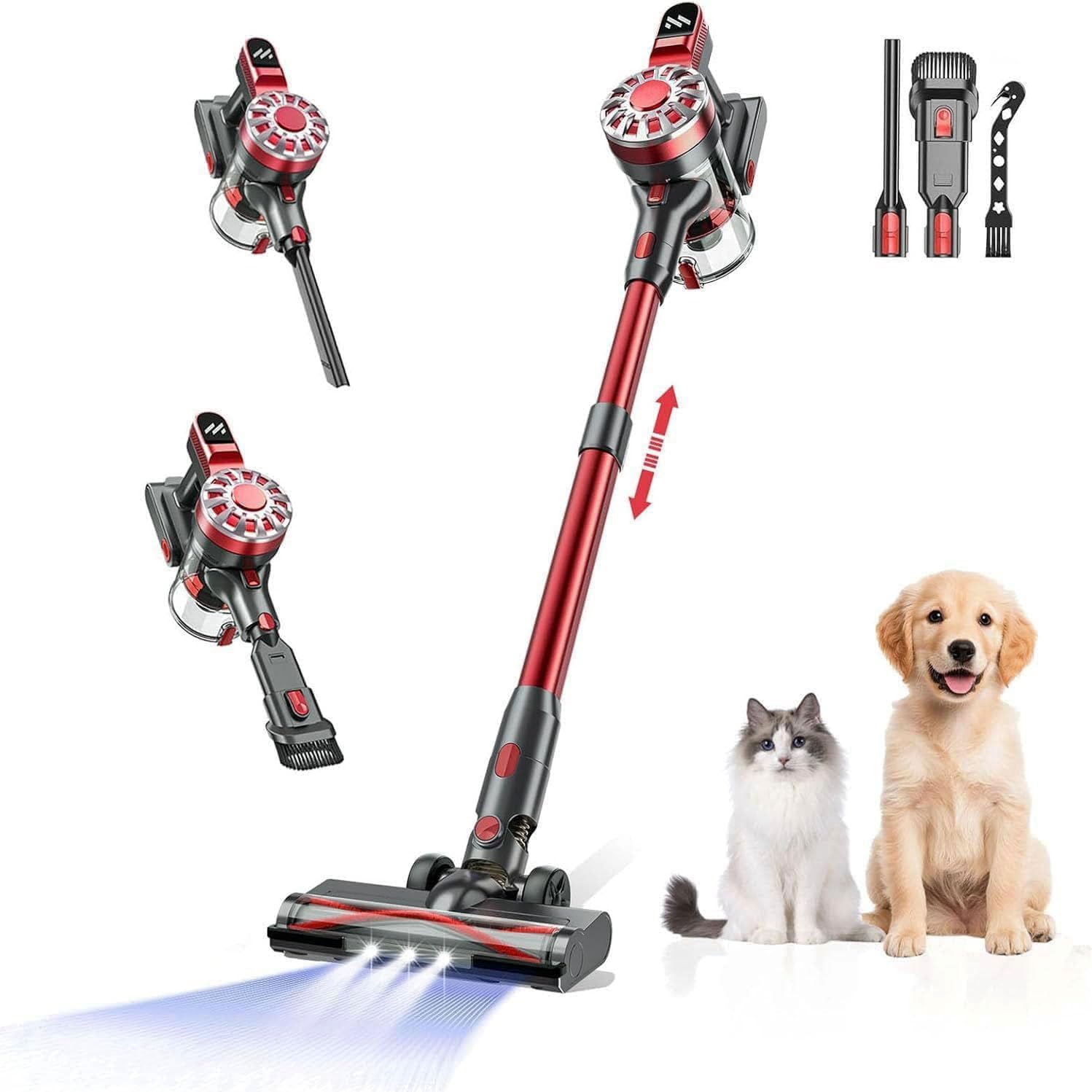 Photo 1 of **Battery doesnt charge---PARTIAL SET----**Cordless Vacuum Cleaner,Vacuum Cleaners for Home with Super Suction,Lightweight Stick Vacuum with 35 Mins Runtime,Rechargeable Cordless Vacuum for Carpet, Tile, Pet Hair, Hardwood Floors(Dark Red)