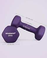 SONGMICS 2 x 2 kg Neoprene Dumbbells Hexagon Purple SYL64PL Set view 5