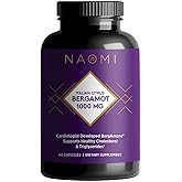 NAOMI Italian Citrus Bergamot 1000mg Extra Strength - Supports Healthy Cholesterol &amp; Triglyceride Levels Already in Normal Range - Patented BergAmore&reg; Extract, 7 Key Polyphenols, 30-Day Supply
