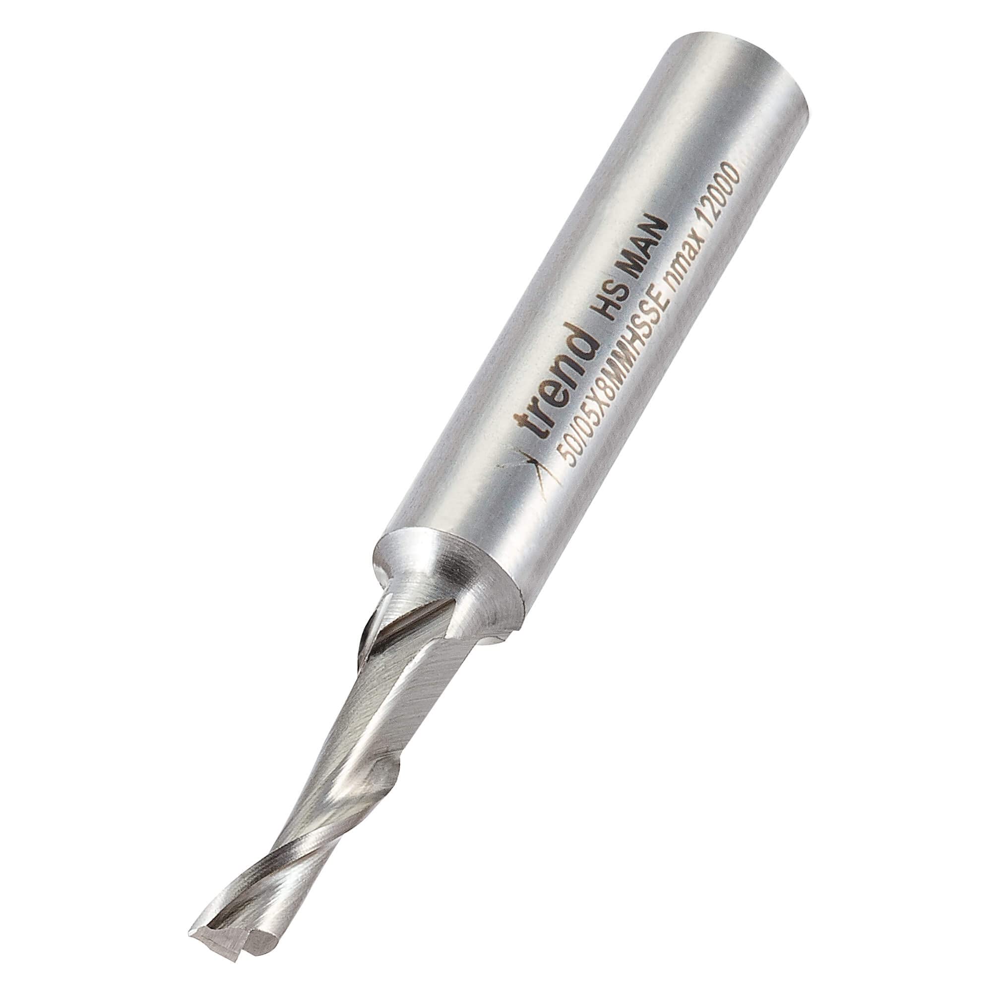 Trend Professional Aluminium Cutter, 5mm Diameter, 8mm Shank, 5mm Cut Diameter & 12mm Cut Length, High Speed Steel, 50/05X8MMHSSE