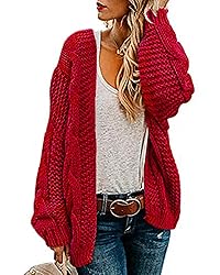 Ferrtye Womens Oversized Chunky Open Front Cardigan