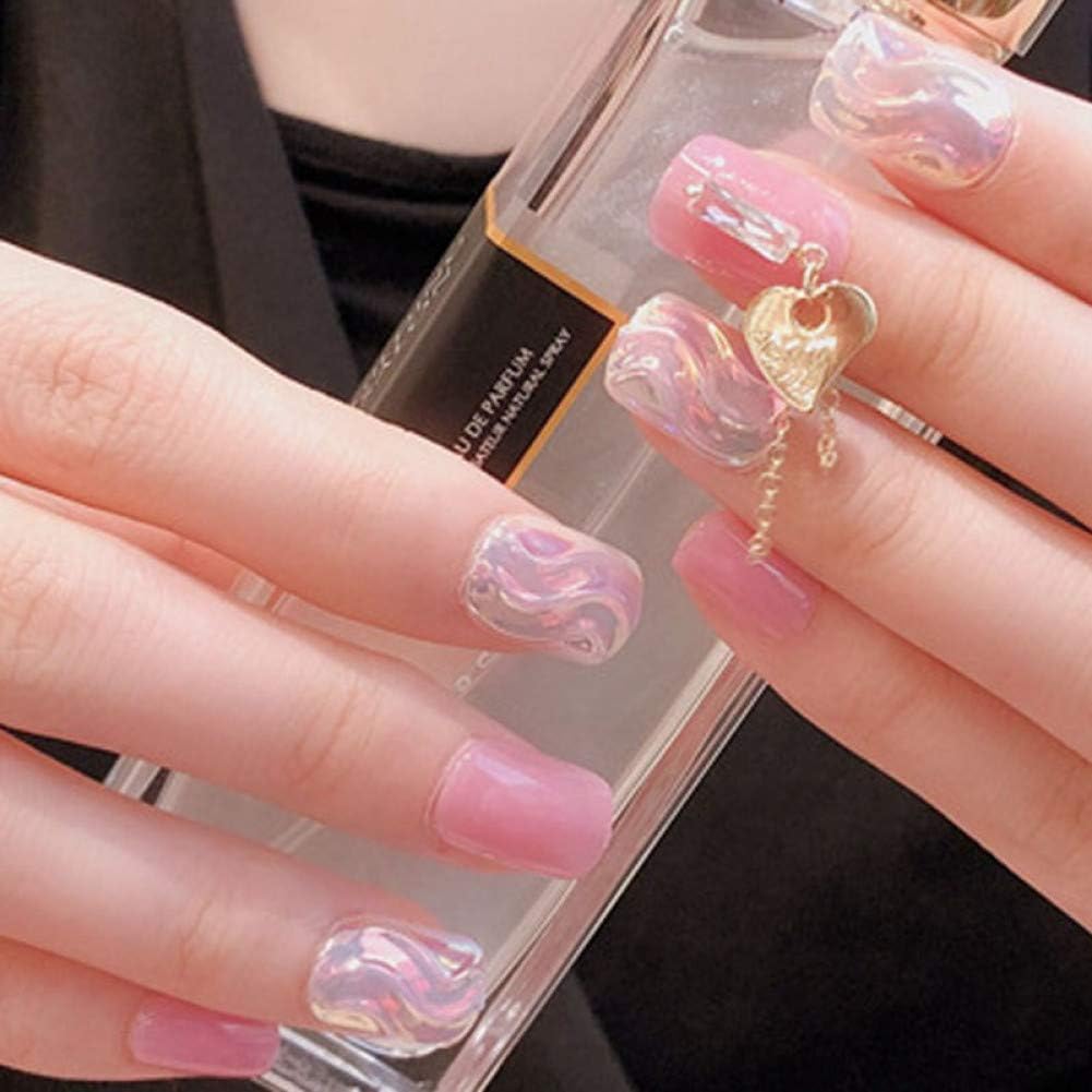 QULIN Uñas postizas Moda Rosa Prensa en las uñas Estilo Uñas postizas