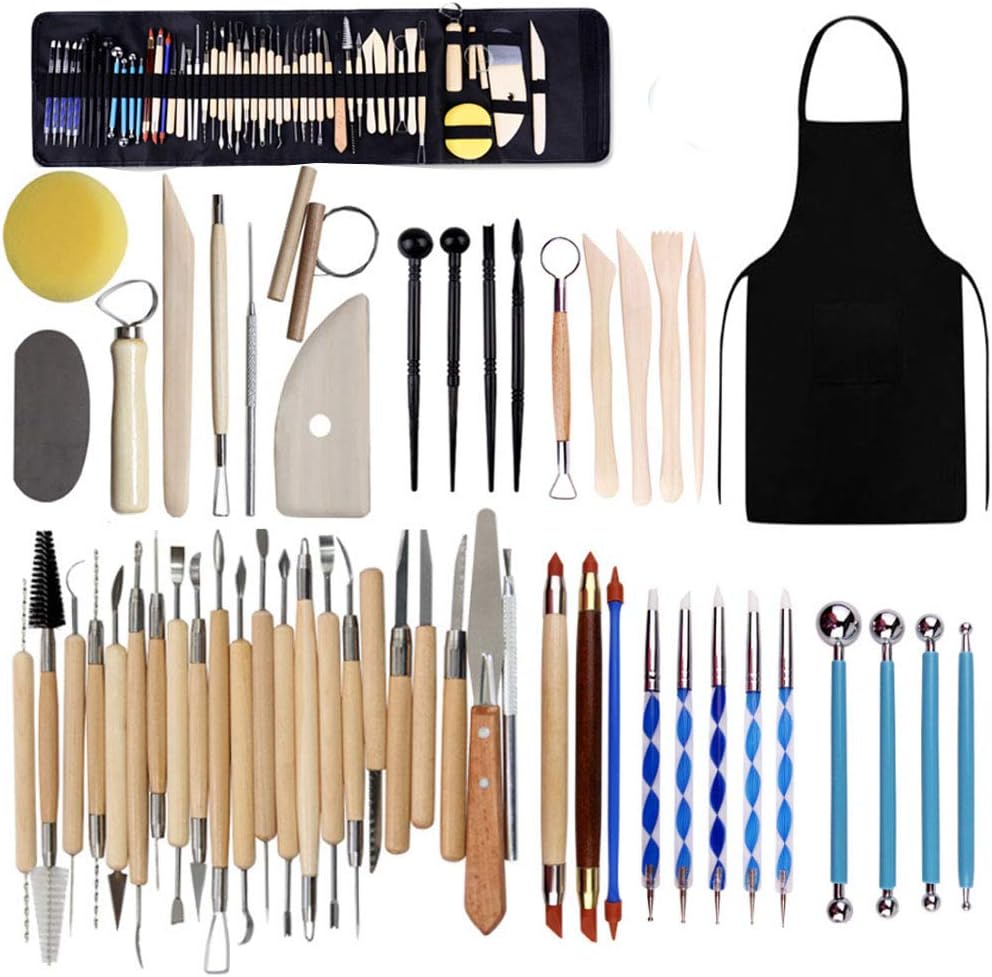 Töpferwerkzeug Set, 52Pack Werkzeug Ton, Keramik Werkzeug-Set, Modellierung Ton Werkzeug, Schnitzwerkzeug für Steinmalerei, Tonmodellierung, Prägung, Nagelkunst