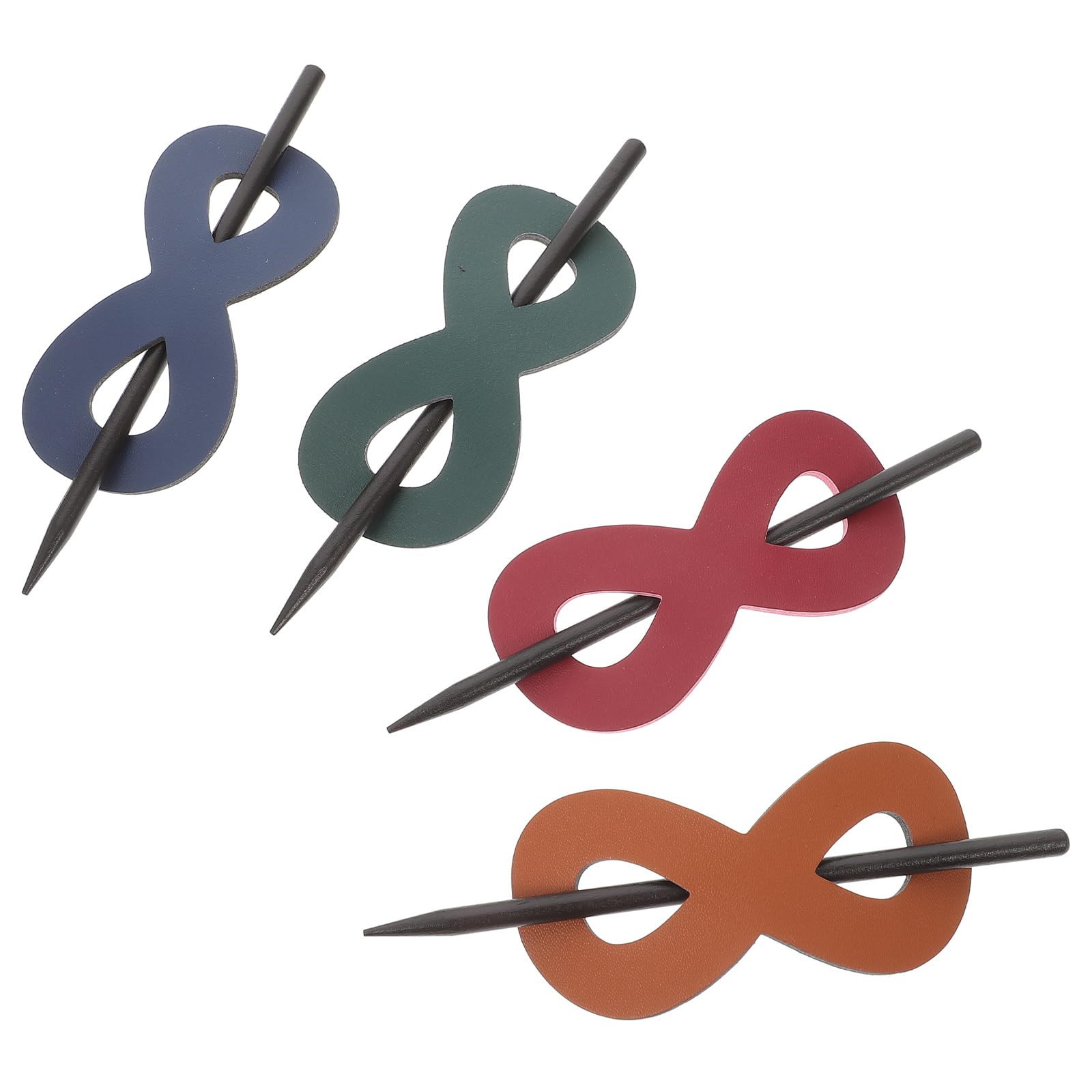 POPETPOP 4pcs Leather Hairpin French Barrette Hair Clips Leather Hair Slide Pin Hair Stick Barrette Oval Shape Wooden Hair Sticks Leather Hair Miss Slider Pu Leather Vintage