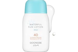 GOONGBE Waterful Sun Lotion Mild SPF 40 - Zinc Oxide Water Resistant Mineral Sunscreen for Babies, Kids & Adults - Hypoallergenic, Vegan, Reef-Safe - Korean Sun Care for Sensitive Skin, 2.82 fl.oz.