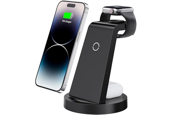 3 in 1 Charging Station for iPhone, Wireless Charger for iPhone 15 14 13 12 11 X Pro Max & Apple Watch - Wireless Charging Station for AirPods Pro 3 2