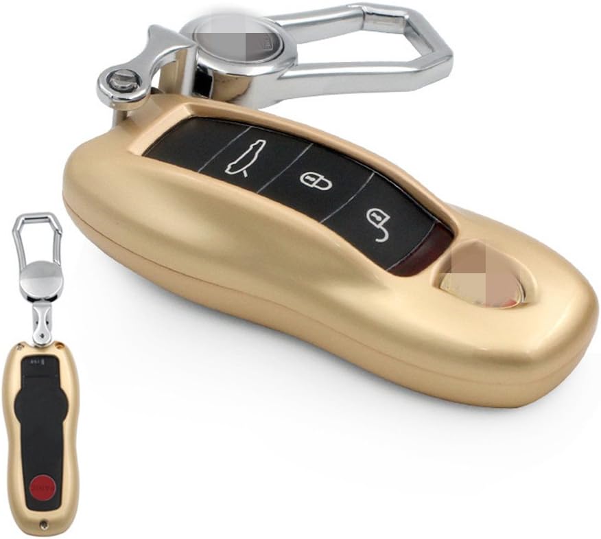 New Protector Gold Alloy Smart Remote Key Case Shell Bag Holder Cover with Keychains for Porsche Cayenne Parra Meira 911boxster