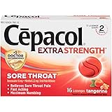 Cepacol Extra Strength Lozenges with Benzocaine & Menthol, Sore Throat, Sore Mouth, Pain Relief, Tangerine Cough Drops, 16Cou