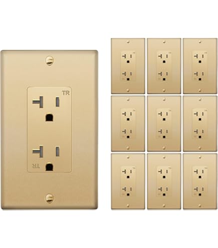 Mua ENERLITES Elite Series Duplex Receptacle, Residential Grade Wall Outlet, Duplex Electrical Outlet Self Grounding 3 Wire 2 Pole 15a 125v Ul Listed 61580 Gd Gold B09f2yqzxx