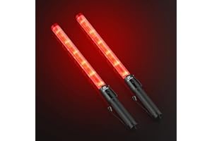 RoadHero 2 Pack Traffic Wand, 21 Inch Led Traffic Control Wands with 2 Flashing Modes, Safety Light Baton with Side Clip for Airport, Parking, Car Directing