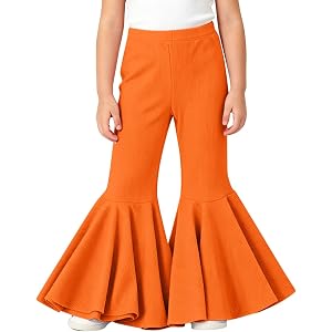 Toddler Baby Girls Ruffle Flare Leggings Baggy Casual Stretch Bell Bottom Pants Trendy Elastic High Waist Cotton Yoga Pants