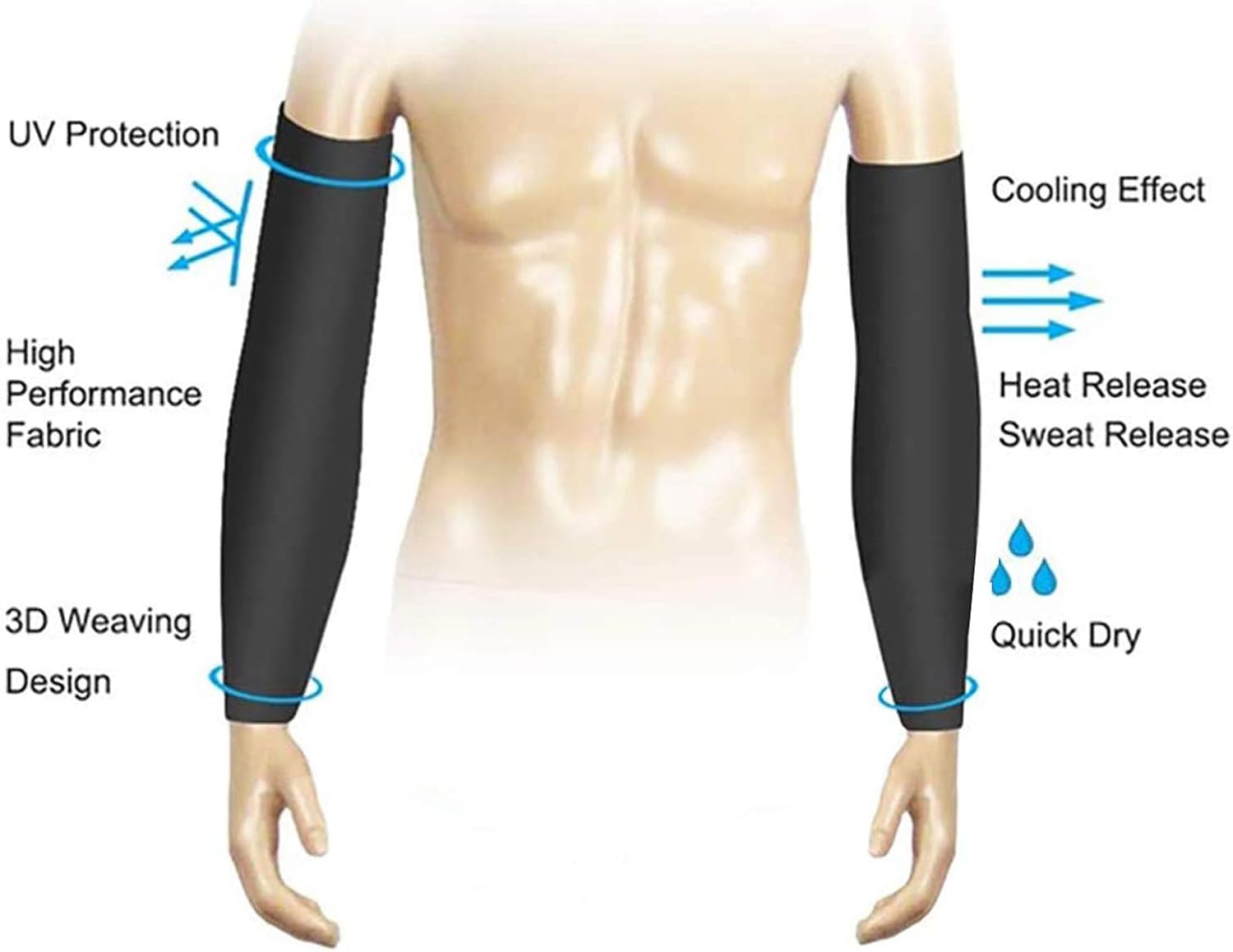 UV Sun Protection Arm Sleeves - UPF 50 Compression Cooling Arm Cover for Men & Women: Clothing