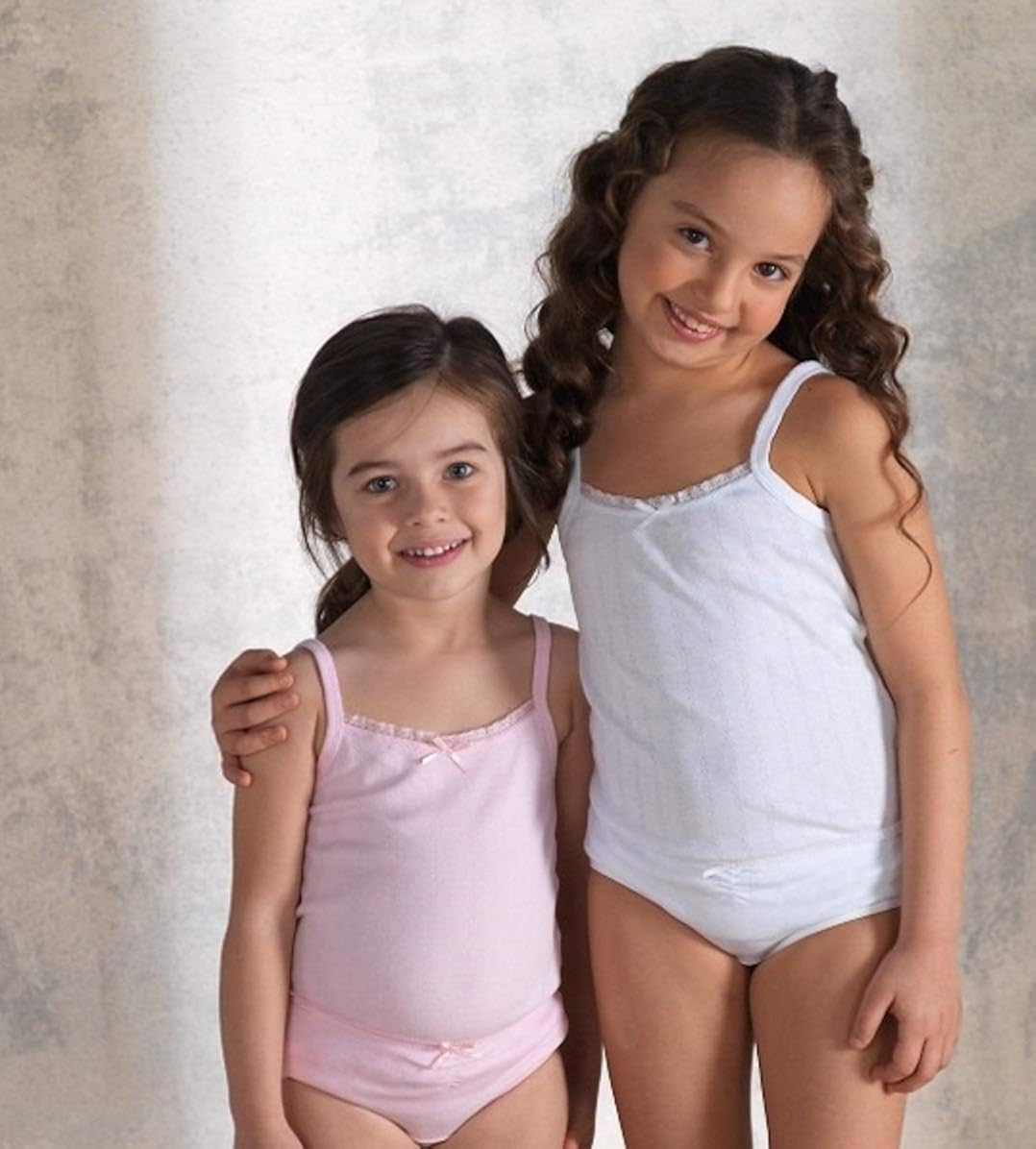 Brix Girls Cami Undershirts 4-Pack - White and Pink Cotton Pointelle Comfort. Sizes 2-14: Clothing