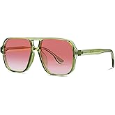 Tskestvy Retro Square 70s Aviator Sunglasses for Women Men Colored Tinted Lens Plastic Trendy Vintage Western Shades