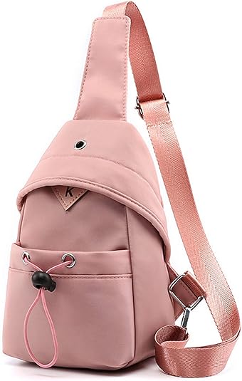 Amazon Uwanna ボディバッグ ワンショルダーバッグ 斜め掛けバッグ レディース ミニ イヤホン穴 右利き 左利き 兼用 防水 おしゃれ 散歩 かわいい ファーチャーム付 アウトドア A ピンク Uwanna 斜めかけバッグ