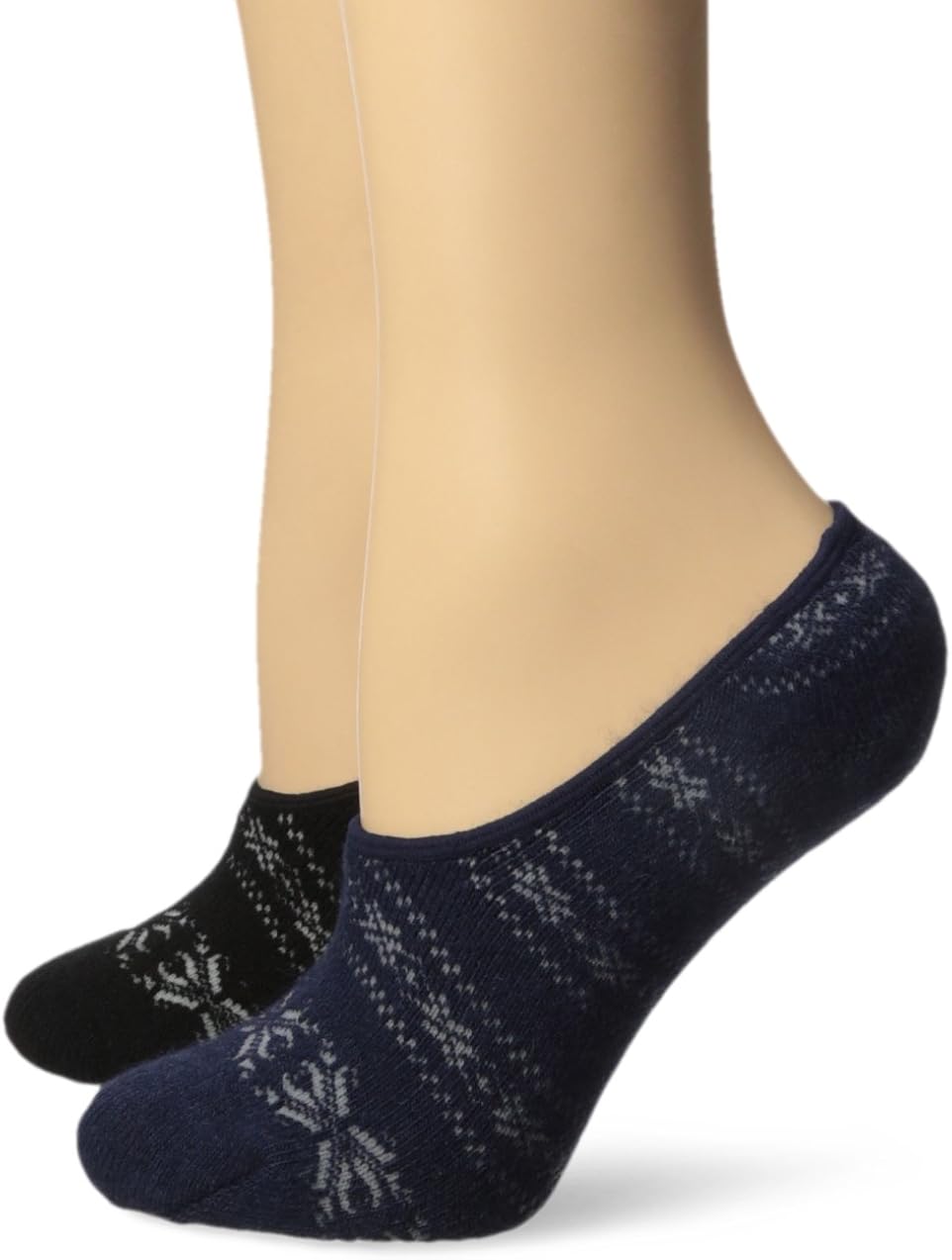 Wool IQ Women's Warm Low Cut Slipper Sock with Lace Welt 2Pack, Navy