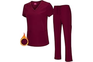 M&M SCRUBS Women's Breathable Cool Stretch Fabric Scrub Top and cargo Pant Set