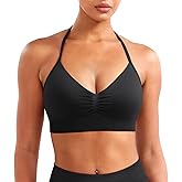 YEOREO SoftHue Women Halter Sports Bra Impact Longline Strappy Bra V Neck Padded Open Back Workout Gym Crop Top