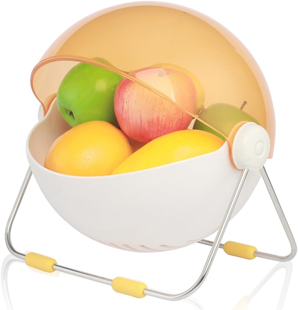 LI JING SHOP - Kitchen Shelf, Round With Cover Fruit Basket Fruit Dish Fruit Accept The Basket (Color : Yellow)